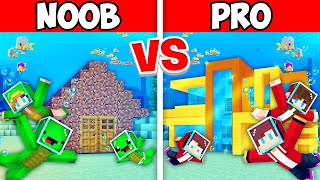 MIKEY vs JJ Family: NOOB vs PRO: UNDERWATER HOUSE Build Challenge in Minecraft