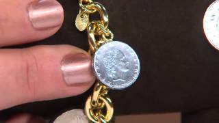 Veronese 18K Clad 8 Lire Coin Charm Rolo Bracelet With Stacey Stauffer