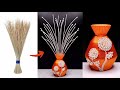 Membuat bunga sudut menggunakan SAPU LIDI dan vas bunga BOTOL PLASTIK !