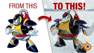 Making Chill Penguin (Mega Man X) Timelapse // made in Blender