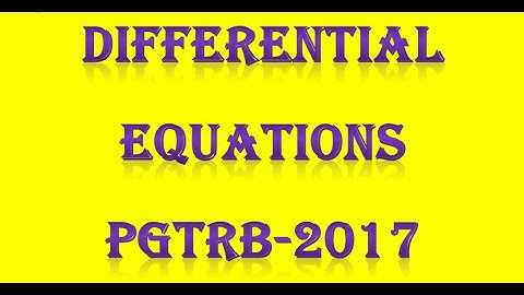 PG TRB/ POLYTECHNIC DIFFERENTIAL EQUATION PGTRB 2017