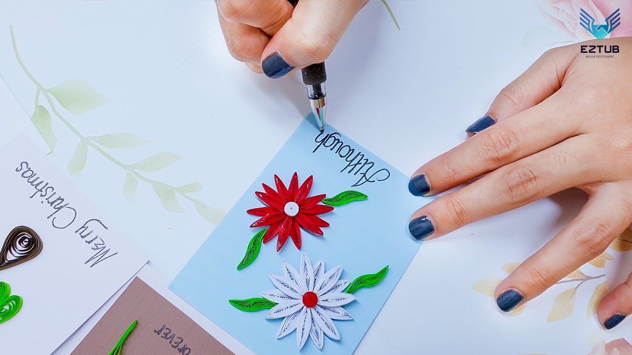 AWLN14 Marvelous Quilling Two Cute Daisies DIY Handmade Tutorial / Ann Walker Linda Nelson