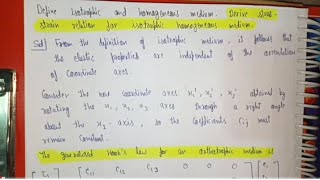 Homogeneous isotropic Media or Stress relation for the isotropic media | Solid Mechanics |