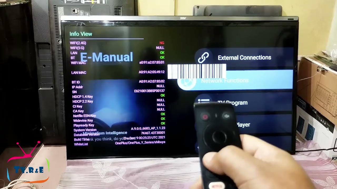 Oneplus Tv repairing service data with code.