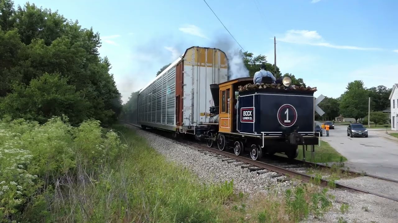 Bock Lumber #1 vs Autorack, 6-15-2024. Hoosier Valley Railroad Museum