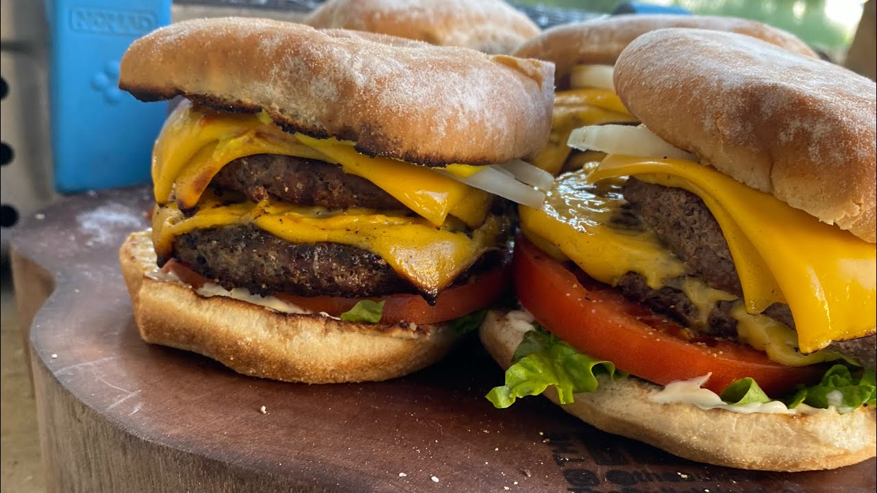 Grilled double cheese burgers YouTube