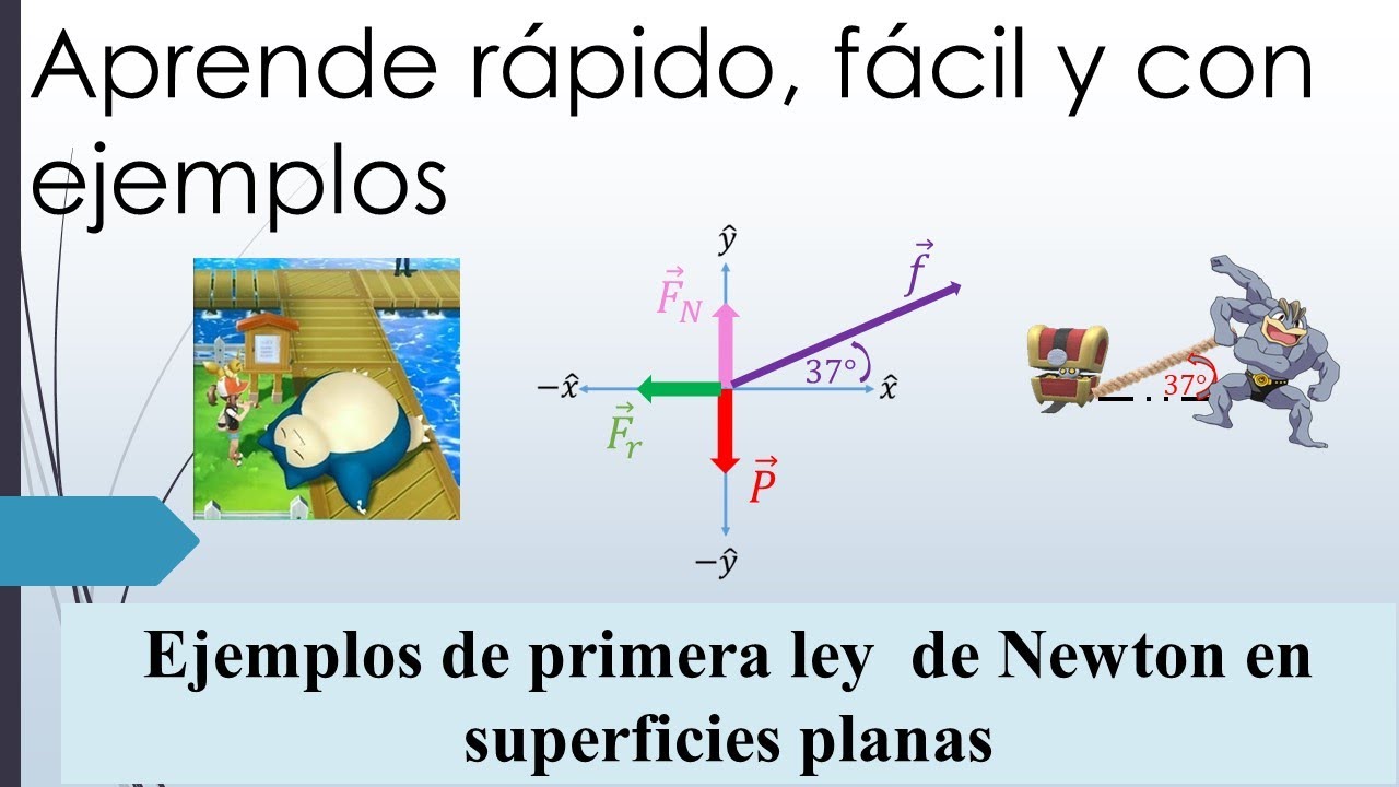 Ejemplos de primera ley de Newton en superficies planas - YouTube