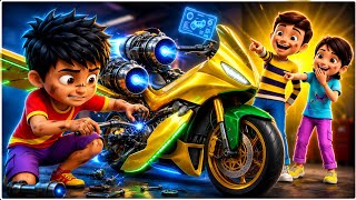 Shiva Repairs His Old Bike 😮🔥 | Shiva vs Rudra Epic Bike Race | 3D Cartoon Animation #shivacartoon screenshot 1
