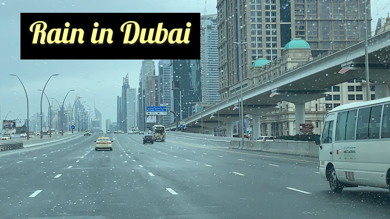 Rain in Dubai/ journey through sheikh Zayed road during rain/beautiful