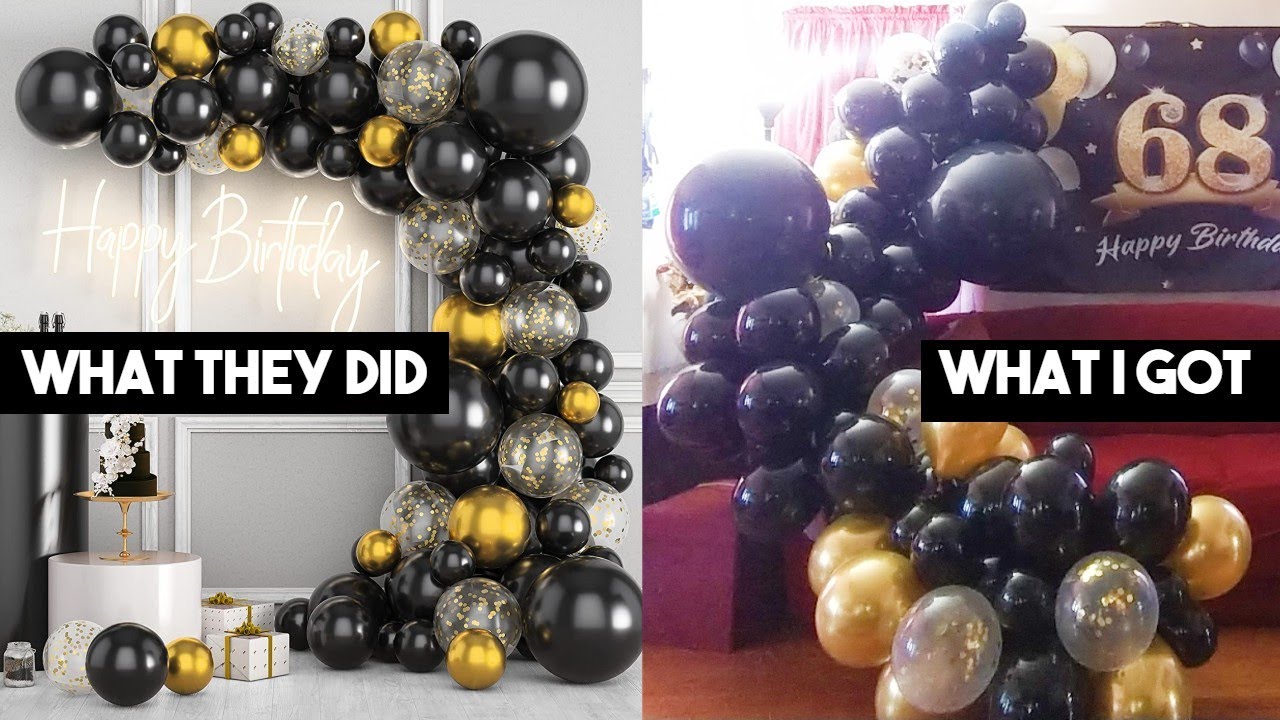 EASY Amazon Black and Gold Balloon Garland Kit & Arch TUTORIAL FOR BEGINNERS YouTube