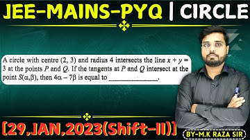 A circle with centre (2, 3) and radius 4 intersects the line x + y = 3 at the poi || Let