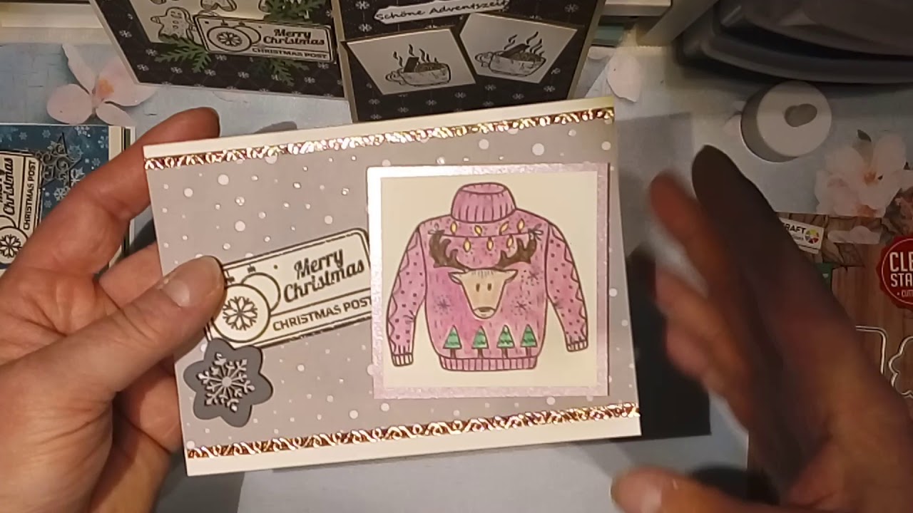 Weihnachtskarten 2018 ( 4 ) mit einem Stempelset vom Action - YouTube