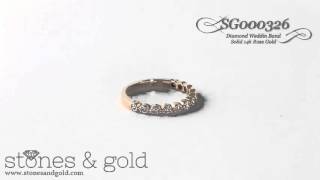 Diamond Solid 14K Rose Gold Stackable Vintage Wedding Band | SG000326.R