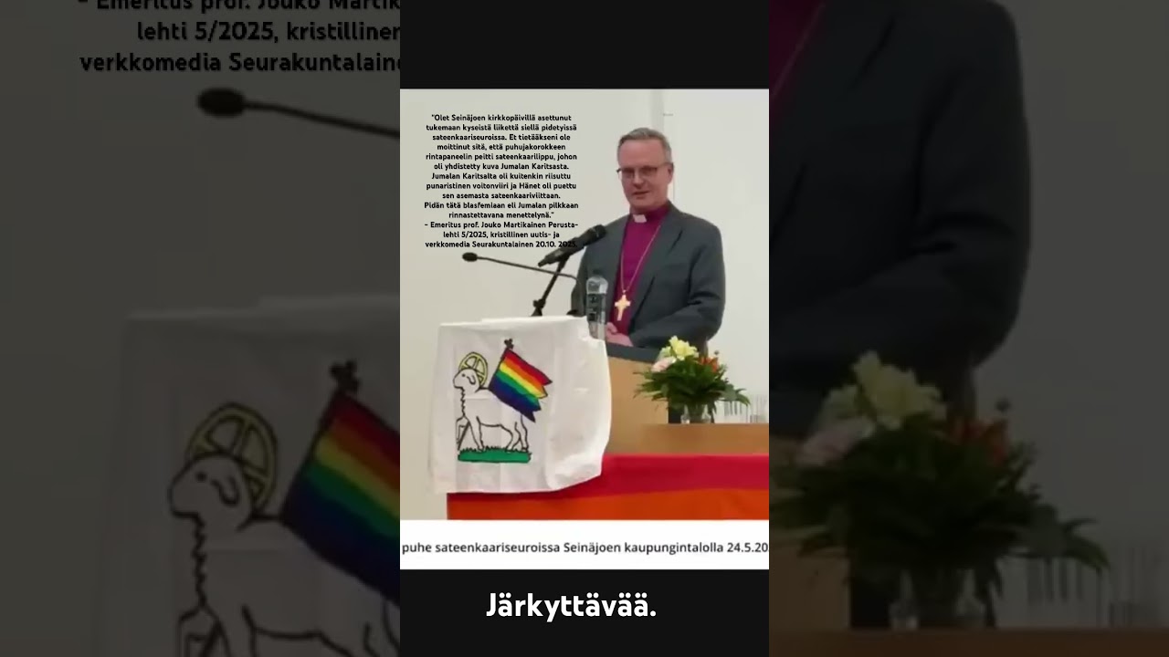 Arkkipiispa puhui sateenkaariseuroissa MUUTETUN Kristus-symbolin takana 