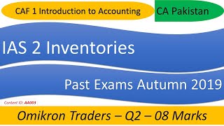 Past Exams Autumn 2019 – Q2 – 08 Marks – IAS 2 Inventories