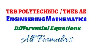 DIFFERENTIAL EQUATION| CALCULAS | VECTOR CALCULAS | TRICKS |  | TRB POLYTECHNIC MATHS  | TNEB AE
