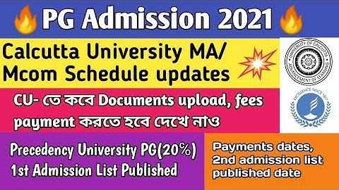 CU MA/Mcom 1st Admission List full Schedule|PU PG Other category 1st Selection list published 2021