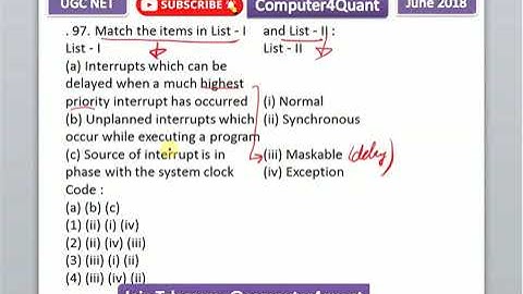 Question on Interrupts | computer organization | UGCNET computer science question solution June 2018