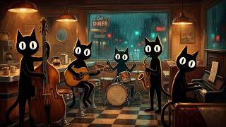 Black Cats & Coffee at the Closing Diner | Rainy Night Vintage Noir Jazz for Quiet Hours screenshot 5