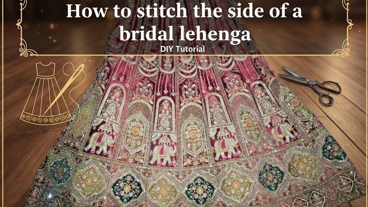 How to stitch the bridal lehenga || side fitting || bridal lehenga ki side silai