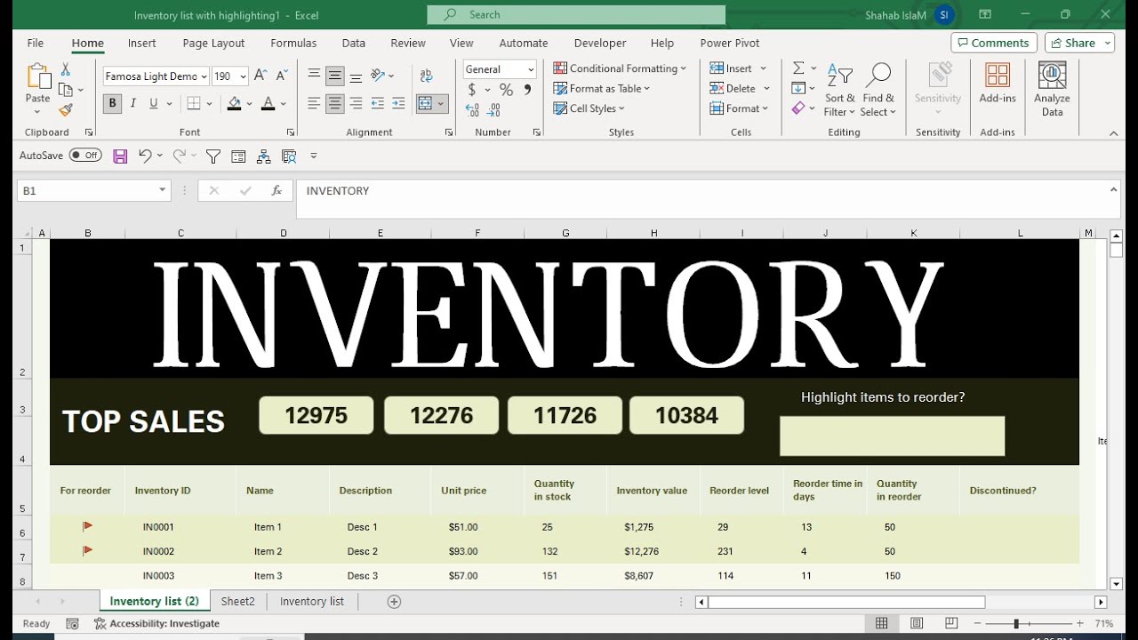 How To Make inventory list template - YouTube