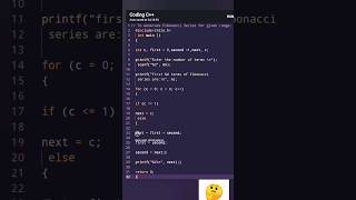 To Generate Fibonacci Series for given range in C programming. #coding #code #shorts #cpp #viral #yt