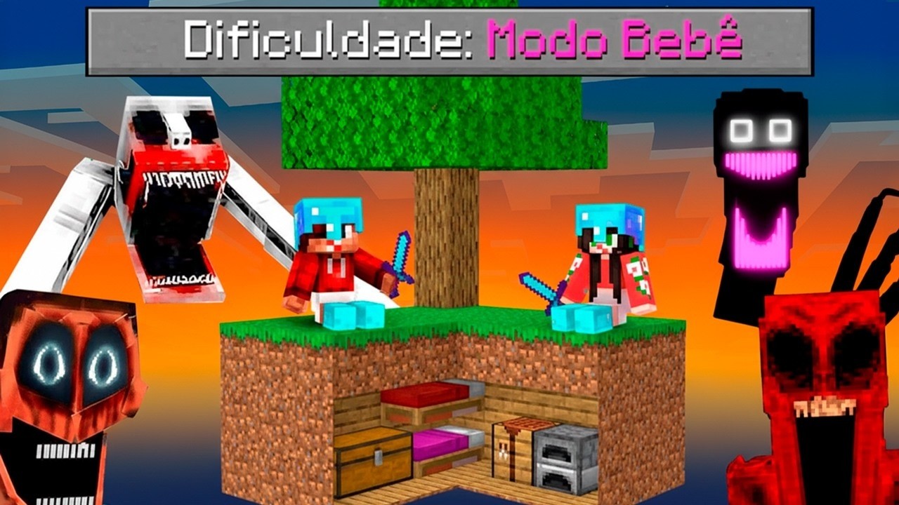 Jogamos Sky Block com mais de 600 MODS DE TERROR!