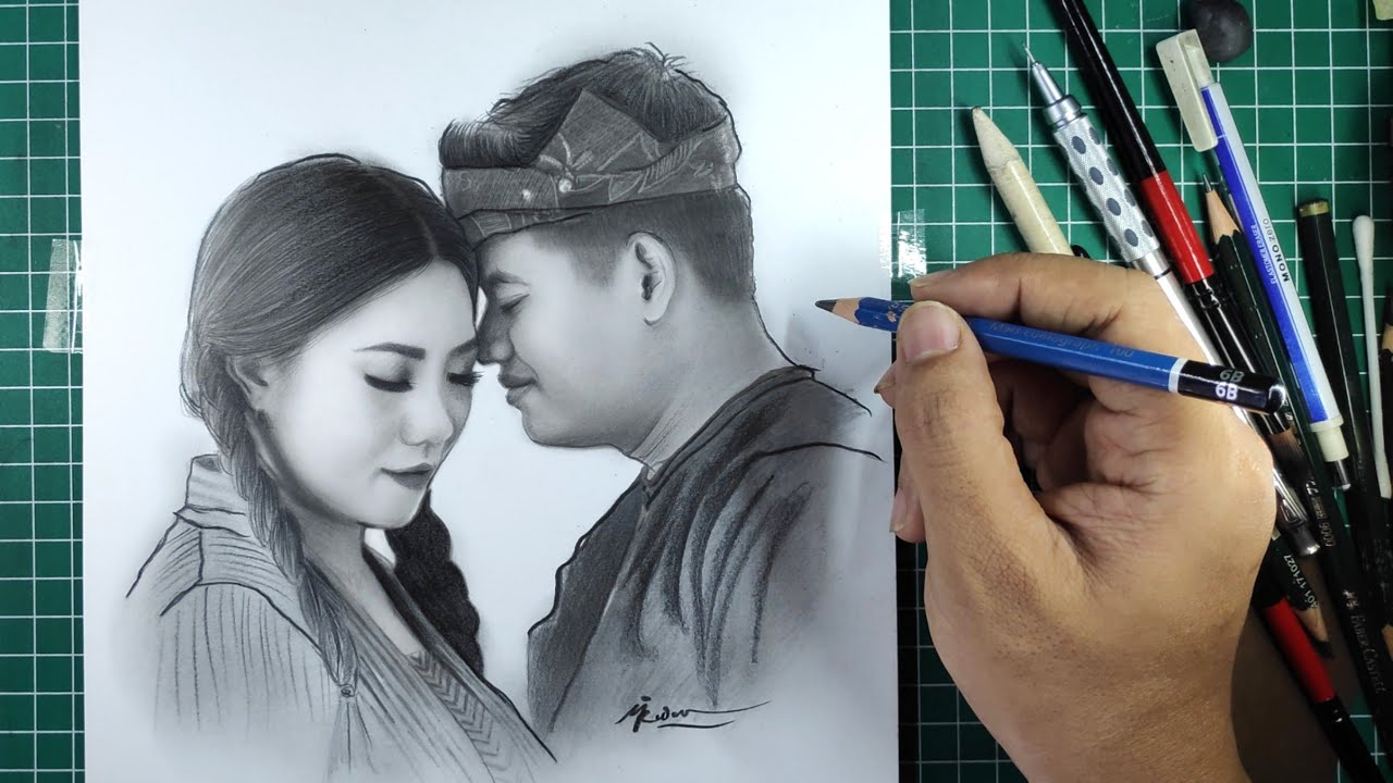  ROMANTIC COUPLE With Pencil Sketch. - YouTube