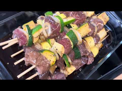 Delicious Grilled Teriyaki Shish Kebabs with Beef, Onion, Squash and Zucchini | Start to Finish