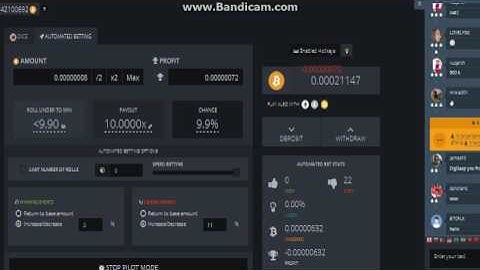 Profit 0.00021414870 BTC in 35 minutes! - strategy bitsler primedice 999dice dice bitcoin