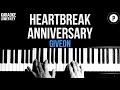 Heartbreak Anniversary Karaoke Giveon LOWER KEY Slowed Acoustic Piano Instrumental