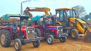 JCB 3dx Eco Backhoe Loading Tractor Stuck in Mud 2 Massey 241 Mahindra 475 Di Eicher 380 | Tractor