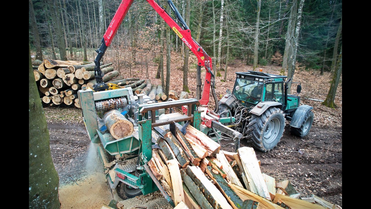 🌲4K|*60ton. Spaltbüffel 2* • Valtra 8550 & Spaltbüffel • Forst Pfizenmaier • Lochner • Kaminholz 🌲
