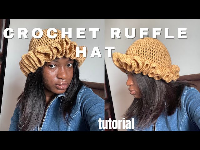 Unique elegant one of a kind crochet hat, scarf, and choker o/s golden ruffles Crochet Ribbed Hat - Sassy Autumn Hat free crochet pattern main image 2