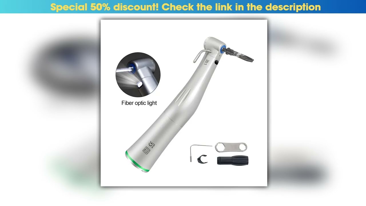 Dental 201 LED Low Speed Handpiece Green Ring Fiber Optic Contra Angle Dentistry Implant Handpiec