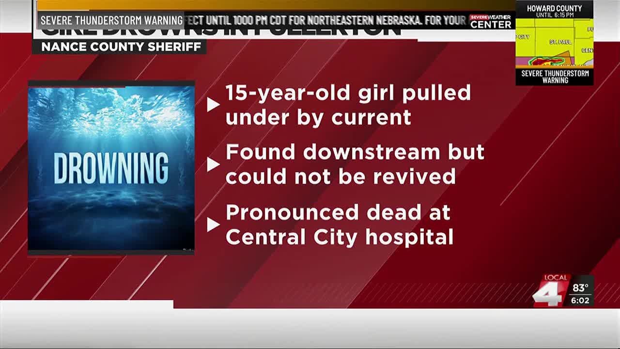 Teenage girl drowns in Nance County river