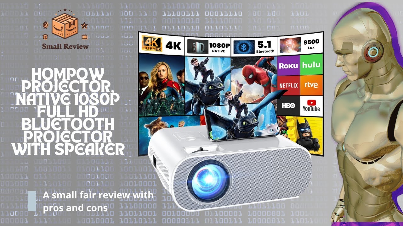 HOMPOW Projector, Native 1080P Full HD Bluetooth Projector with Speaker - Small Review