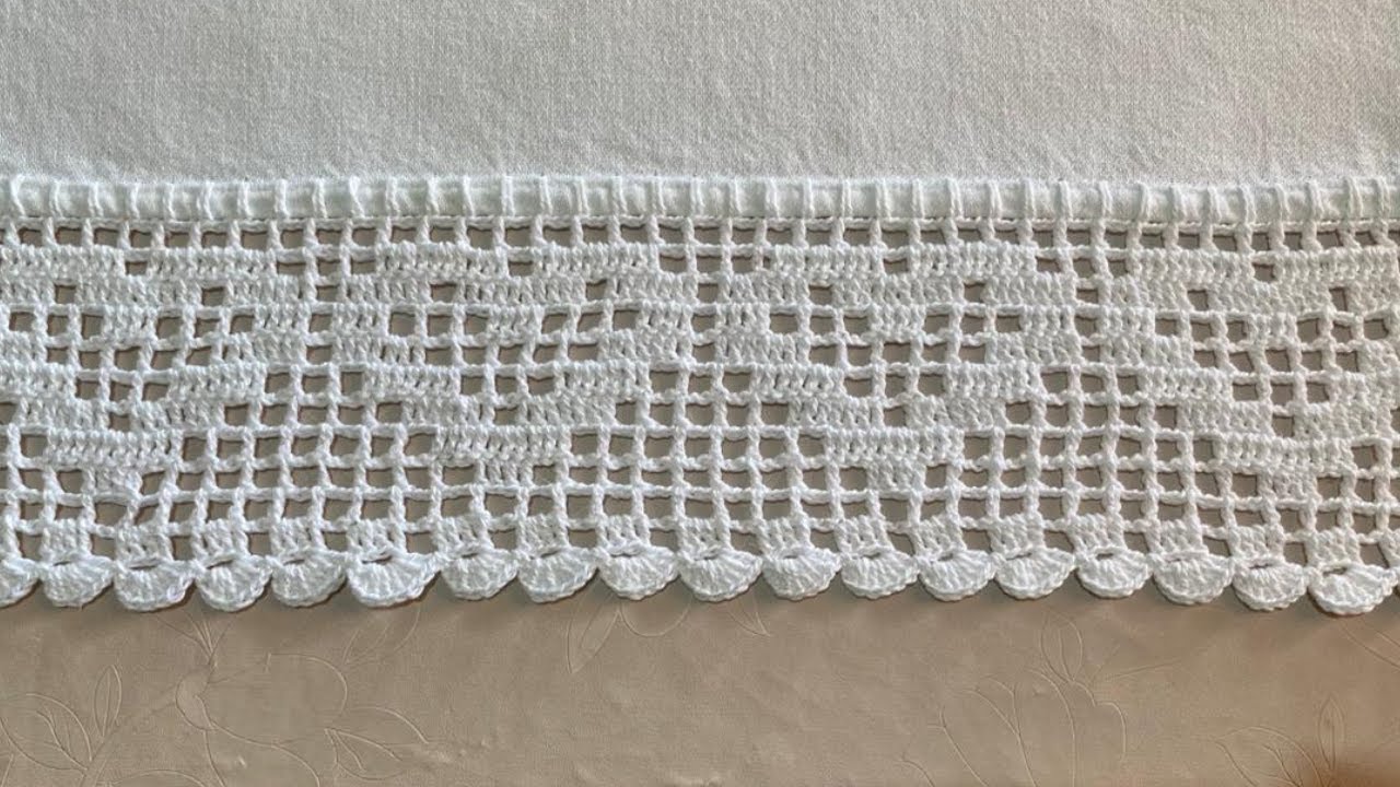 Barrado de Corações PONTO FILÉ em crochê Nº 44