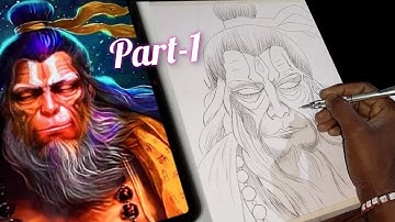 How to draw Hanuman🙏🏻🚩|| Lord 🕉Hanuman Drawing (Part-1) || Outline Tutorial
