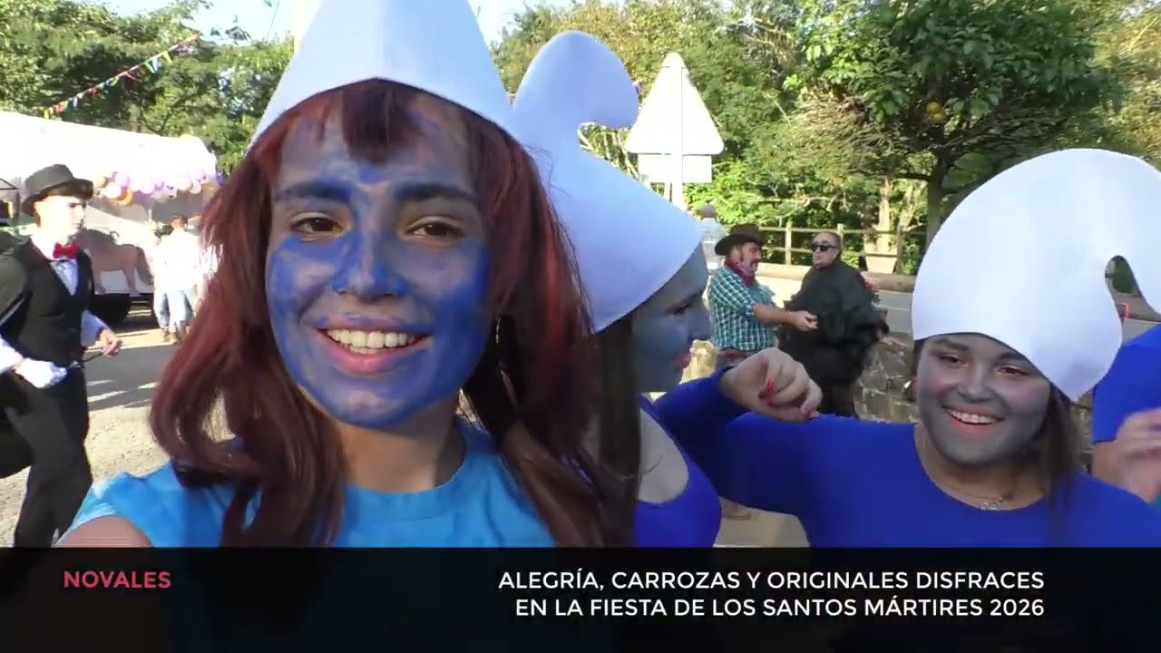Alegria y buen humor en el desfile de carrozas de los Santos Martires 2026 en Novales
