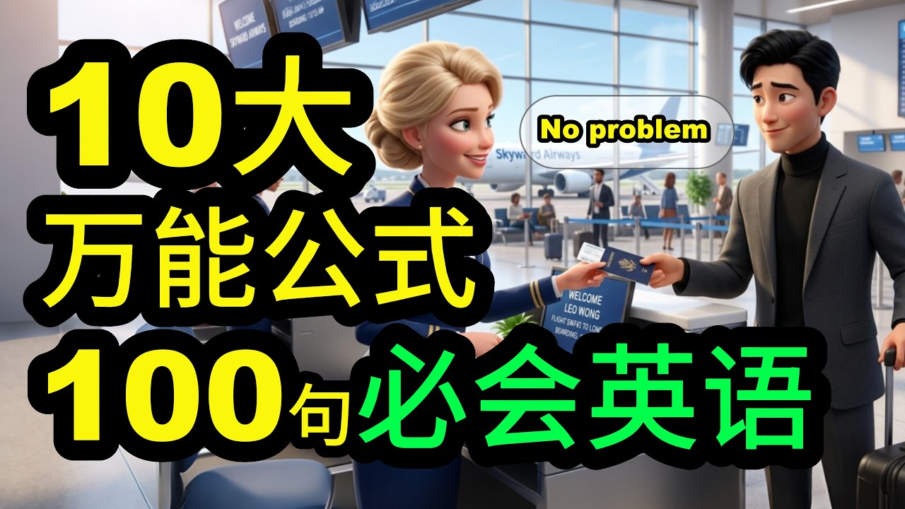 【最强生存口语】关键时刻能救急，出国旅游必备100句！从问路点餐到交通酒店：这一期视频教你用10个公式，解决所有英语难题，轻松应对90%日常场景 #英语听力 #英文短句 #英语句型#英语初学者