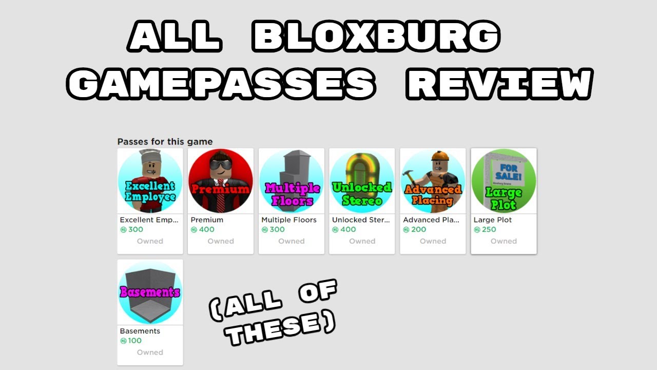 All Bloxburg Gamepasses Review Youtube