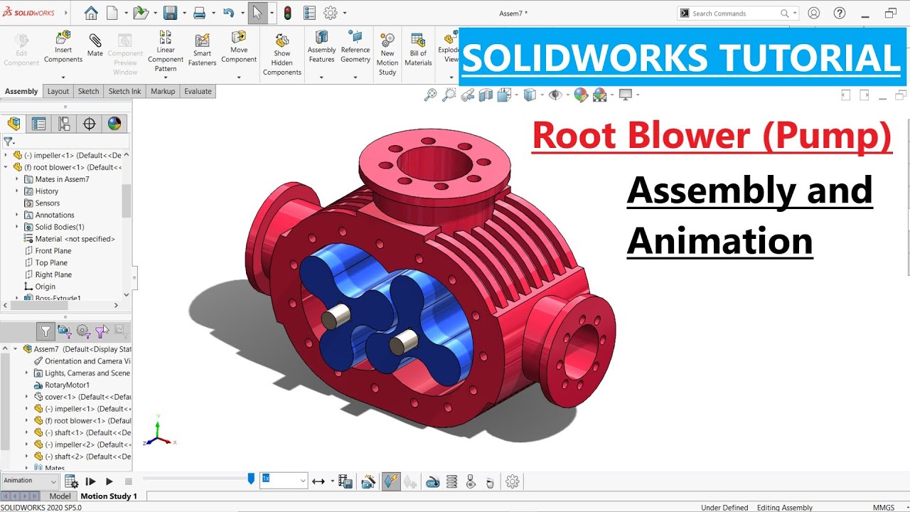 Root Blower (Pump) Assembly and Animation in Solidworks - YouTube