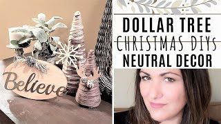 DOLLAR TREE CHRISTMAS DIYs 🌲 YARN CONE TREE + MIRACLE SIGN + NEUTRAL DECOR