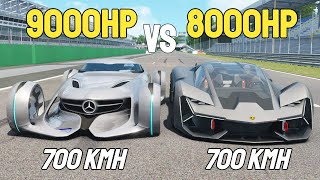 9000HP Mercedes Silver Arrow VS 8000HP Lamborghini Terzo RACE