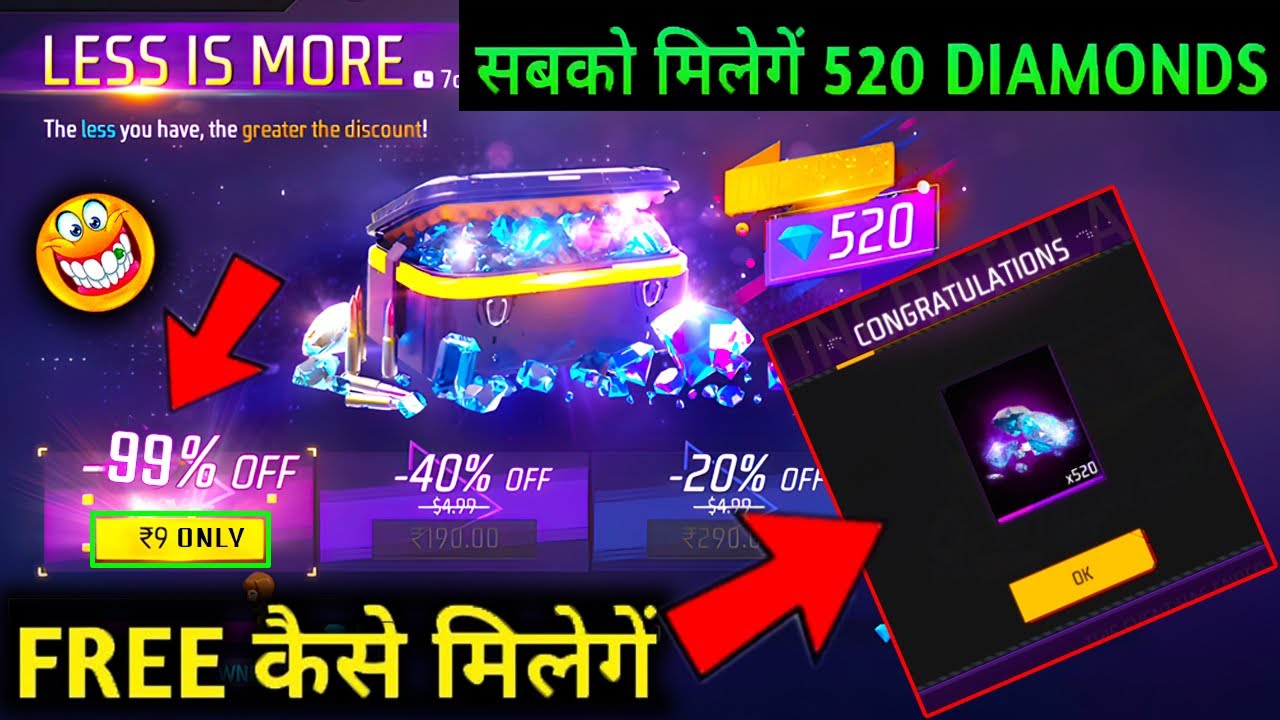 HOW TO COMPLET LESS DIAMOND TOP UP EVENT IN FREE FIRE NEW TOP UP EVENT 520 DIAMOND KAISE MILEGA