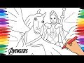 MARVEL AVENGERS ENDGAME - VALKYRIE AND HER HORSE COLORING PAGE - SUPERHEROE AVENGER