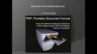 Resume Skills Training- Resume Writing Tutorial - File Formats Lesson