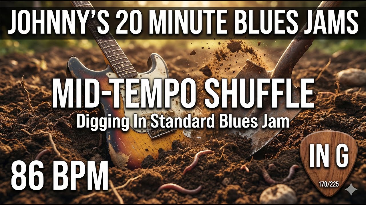 Mid-Tempo Shuffle - 'Digging In' Standard Blues Jam in G [86 BPM] 170/225