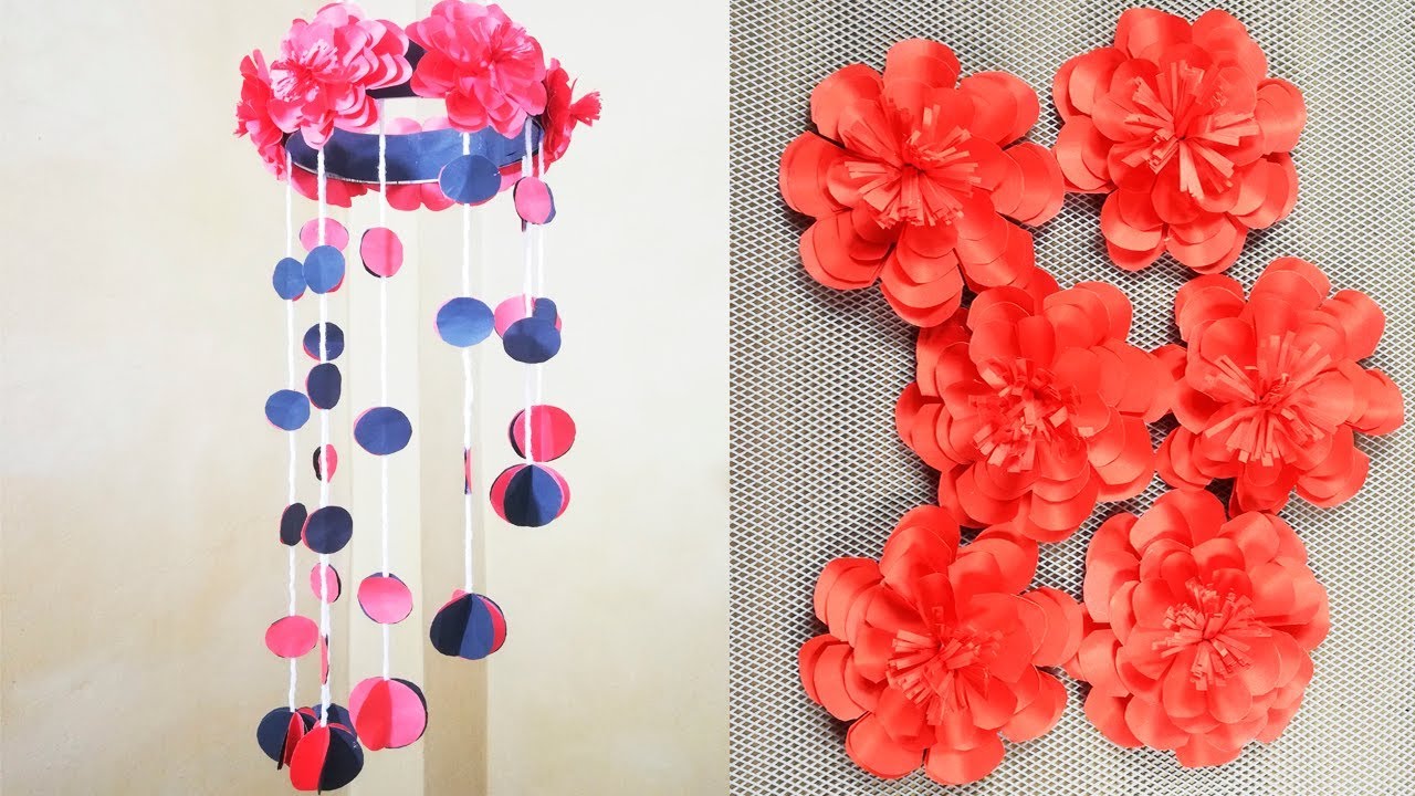Paper Flowers Wall Hanging Handicraft Room Decor Ideas Paper Rose